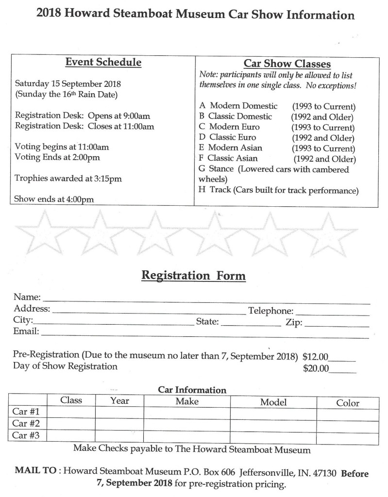 Car Show Registration Form